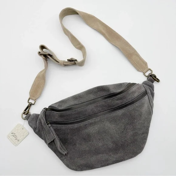 NWT Gray Free People Canyon Suede Sling Bag Crossbody - Picture 1 of 6